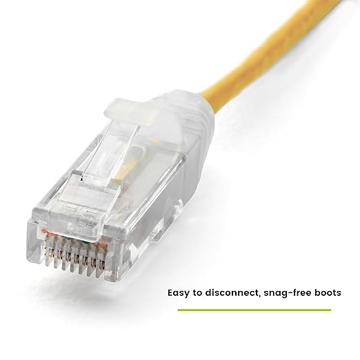 TRUECABLE Cat6 Component Rated Patch Cable, Unshielded (U/UTP), 3ft, Yellow, 28AWG Solid Copper, Snagless 10G High-Speed Ethernet Cable, PoE++ 4PPoE 100W, UL Listed, RoHS-3, 5 Pack