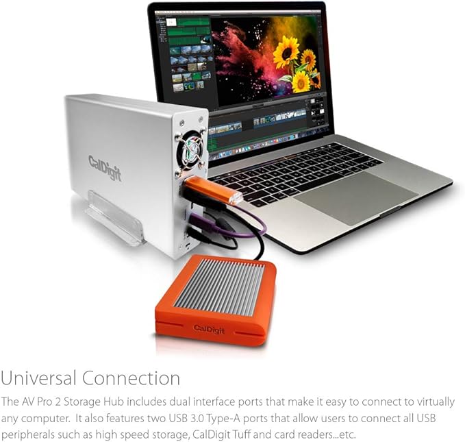 CalDigit AV Pro 2 Storage Hub USB C External Hard Drive - Charge up to 30W, Compatible with USB-C and Thunderbolt Type-C Computers (0TB Enclosure Kit)