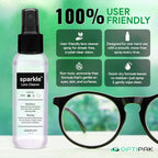 Sparkle Anti-Reflective Lens Cleaner Spray kit | (1) 2oz Glasses Cleaner Spray + (1) Microfiber Cloth for Eyeglasses, Sunglasses, Lenses, Screens and Camera Cleaning Kit (2 Piece Set)