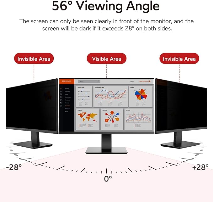 bersem 2 Pack 27 inch Removable Computer Privacy Screen Filter for 16:9 Ratio Monitor, Anti-Spy, Anti-Glare, Anti-Scratch, UV-Blocking