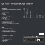 Keychron Q6 Max QMK/VIA Wireless Custom Mechanical Keyboard Barebone Knob Version, Full-Metal Hot-Swappable RGB Backlight 2.4 GHz/Bluetooth/Type-C Wired Gaming Keyboard for Mac/Windows/Linux - White