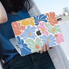for MacBook Air 13 inch Case 2021 2020 2019 2018 A2337 M1 A2179 A1932 Cover with Touch ID, Crystal Plastic Printed Pattern Hard Shell Case Keyboard Skin Screen Protector, Colorful Flowers