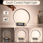 Wireless Charging Station with Alarm Clock,Bedside Lamp with Sunrise Wake-Up Light,Wireless Phone Charger,Touch Table Lamp with 3 Brightness Levels,Idea Gifts for Women,Men,Teens,Adults