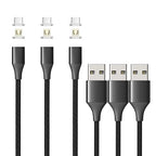 NetDot Gen10 2in1 Nylon Braided Magnetic Charging Cable Fast Charging and Data Transfer for Micro USB and USB C Android Smartphones (3.3ft / 3 Pack, Black)