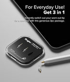 Ringke Apple Pencil Tips [3 Pack/Replacements for All Generations] Compatible with Apple Pencil Pro, 1st, 2nd Gen, USB-C Accessories, Clean & Neat Feel Nib - Metal (Matte Clear)