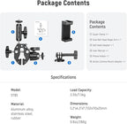 NEEWER Super Clamp with 3" Dual Ballhead Magic Arm, Ball Head Adapter, Cold Shoe, Phone Holder, Action Camera Clamp Mount for Flat/Round Surface Compatible with GoPro DJI iPhone 15 Pro Max, ST85
