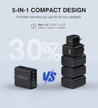 [2-Pack] USB C Wall Charger, 50W Type C Charger Block 5-Port Fast Charging Blocks,3USB C+2USB A Multiport Plug,PD Power Adapter Brick Cube for iPhone 16/15/14/13/12/Pro,iPad,Samsung,for Switch（Black）
