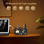 AIYIMA T9 100W*2 Bluetooth Stereo Amplifier Class D Amp 2.0/2.1 Channel Tube Power Amp with PC-USB DAC Coaxial Optical inputs &VU Meter & Bass Treble Tone Control for Home Stereo Speakers