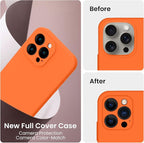 FireNova Designed for iPhone 15 Pro Case, Silicone Upgraded [Camera Protection] Phone Case with [2 Screen Protectors], Soft Anti-Scratch Microfiber Lining Inside, 6.1 inch, Neon Orange