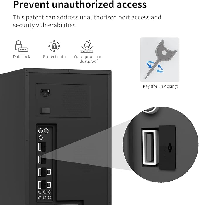 100PCS USB Metal Port Lock Blocker with 10 Keys - Secure USB-A Port Protector for PC/Laptop, Anti-Theft Data Security Lock, Dust & Moisture Proof Cover, Removable Type-A Connector Black