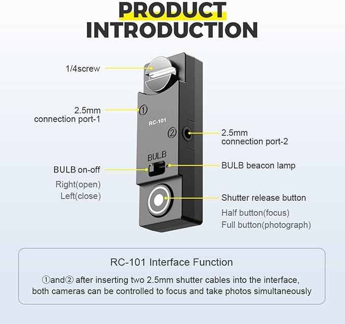 RC-101 S2 Shutter Release Remote Control for Sony a7/a7ii/a7iii/r2/r3/a6500 1/4 Stabilizer Extension Photo Key Accessories. Small Size Remote Control