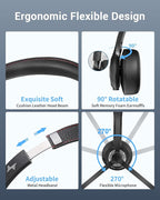 Wireless Headset with AI Noise Cancelling Microphone Bluetooth Headset - Bluetooth V5.2 Headphones with USB Dongle & Mic Mute for Computer/Laptop/PC/iPhone/Android/Cell Phones/Zoom
