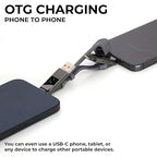 Rolling Square inCharge XS - 240W 4in1 Keyring Cable | Fast Charging & Data Transfer | Universal USB C/Lightning/USB Cable with Metal Housing | N52 Magnets | Eco-Friendly | Gray