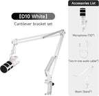 COMICA EJoy D10(A) USB Gaming Microphone – Boom Arm Mic with Noise Cancellation, XLR/USB-C, Real-Time Monitoring, Muting, RGB Professional Studio Mic for Gaming, Streaming, Podcast, Recording (White)