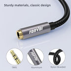 8FT 3.5mm Aux Jack Audio Extension Cable,Male to Female,TRS Headphone Extension Cable Compatible with Heaphone, MP3 Players iPhone iPad Tablets Media Player