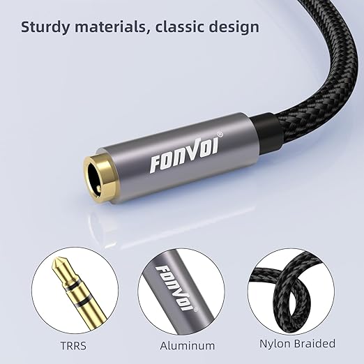 20FT 3.5mm Aux Jack Audio Extension Cable,Male to Female,TRS Headphone Extension Cable Compatible with Heaphone, MP3 Players iPhone iPad Tablets Media Player