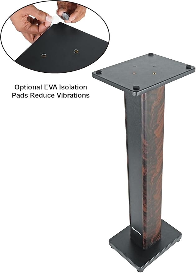 Rockville RHTSD 36" Bookshelf Speaker Stands, Dark Wood Grain, Dual Top Plates, Sand-Fillable Design, 60 lbs Capacity, for Home Theater and Studio Audio