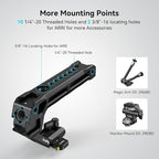 SMALLRIG Lightweight NATO Top Handle, Quick Release NATO Grip w/NATO Rail for DSLR Camera Cage, Universal Top Handle with 5 Cold Shoe Adapters - 4345 Black