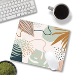 Mouse Pad, Boho Abstract Mouse Pad, Premium-Textured Square Mouse Mat Waterproof Non-Slip Rubber Base Computer Mousepad for Office Laptop Desk, Modern Tropical Leaves