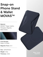 MOFT Magnetic Wallet Stand Compatible with iPhone 16/15/14/13/12 Series, Angle Adjustment & Magsafe Compatible MOVAS Phone Stand,Navy Blue