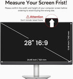 BERSEM 28 Inch Monitor Computer Privacy Screen Filter for 16:9 Ratio Removable Monitor Anti-Glare & Privacy Filters for 28 Inch, Anti Blue Light, Anti-Spy, Anti-Scratch, UV-Blocking