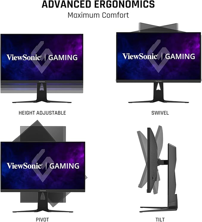 ViewSonic XG2536 25 Inch 1080p IPS Gaming Monitor with 280Hz, 0.5ms, FreeSync Premium, NVIDIA G-Sync Compatible, RGB Lighting, Advanced Ergonomics, HDMI, DP and 65W USB-C Inputs