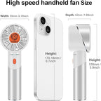 Handheld Fan,Portable Turbo Fan,Powerful Personal Fan(7000rpm High-Speed Motor,Battery Work 3-16 H),USB Rechargeable Mini Handheld Fan for Travel/Outdoor/Gift/Makeup (Silver White)