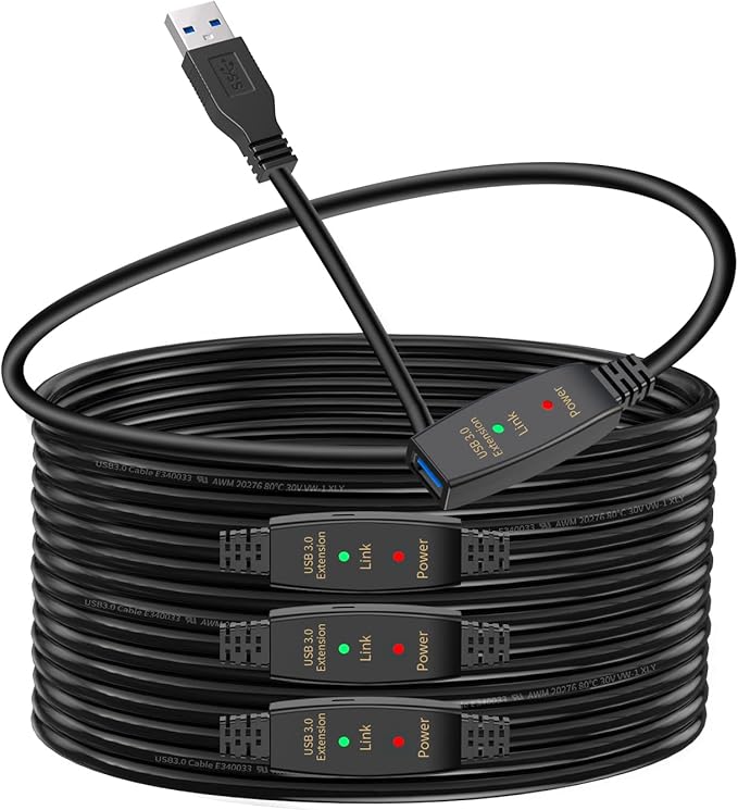 LDKCOK Active USB 3.0 Extension Cable 75ft– Male to Female Extender Cord, USB Extension Cable for USB Flash Drive, Card Reader, Hard Drive, Keyboard, PlayStation, Xbox, VR, Printer, Camera, Laptop