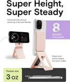 MOFT Phone Tripod Stand Selfie Stick for iPhone, Multi-Angles iPhone Stand, Lightweight & Portable Phone Holder, Strong Magnets, MOVAS Vegan Leather, Travel Essentials, Peach Pink (Without Card Slot)