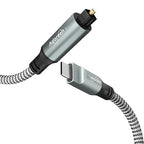 Adoreen Unidirectional USB C to Toslink Digital Optical Audio Cable 4 Ft, USB 2.0 Male to SPDIF Port Male Fiber Optic Adapter, Braided for TV/Soundbar, Sony PS5, Speaker-Not Toslink to USB