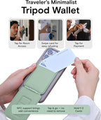 MOFT Phone Tripod Wallet for iPhone, Mulit-Angles, Lightweight Phone Stand, MOVAS Vegan Leather Magnetic Wallet, Strong Magnets, NFC Card Holder,Travel Essential, Peppemint (with Card Slot)