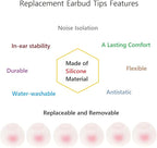 36 Pieces Medium Earbud Tips Soft and Comfortable Ear Bud Replacement Pieces Silicone Fit Most in-Ear Headphones，Inner Hole 3.8mm -5.5mm，Medium White and Red Replacement Eartips