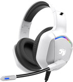 Gaming Headset with Microphone for Pc, Xbox One Series X/s, Ps4, Ps5, Switch, Stereo Wired Noise Cancelling Over-Ear Headphones with Mic, RGB, for Computer, Laptop, Mac, Nintendo, Gamer (White)