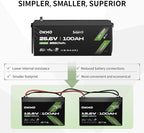 OKMO 24V 100Ah LiFePO4 Lithium Battery with Bluetooth for Marine, Trolling Motor, RV, 10 Years 15000+ Deep Cycles, 25.6V Iron Phosphate for Home Solar Energy Storage Off-Grid