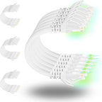 Rapink Patch Cables Cat6 2ft (24 Pack), Ethernet Patch Cable 10G Support, Cat 6 Patch Cable for Patch Panel to Switch, Flexiable Cat 6 Ethernet Cable with Gold Plated White