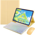 Rainbow Backlit Keyboard Case for iPad Pro 11 inch (4th/3rd/2nd/1st Gen) with Mouse and 7 Colors RGB Colorful Backlight Detachable Bluetooth Keyboard Cover,Yellow