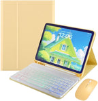 Rainbow Backlit Keyboard Case for iPad Pro 13 inch (M4) 2024 with Mouse and 7 Colors RGB Colorful Backlight Magnetic Detachable Bluetooth Keyboard Cover,Yellow