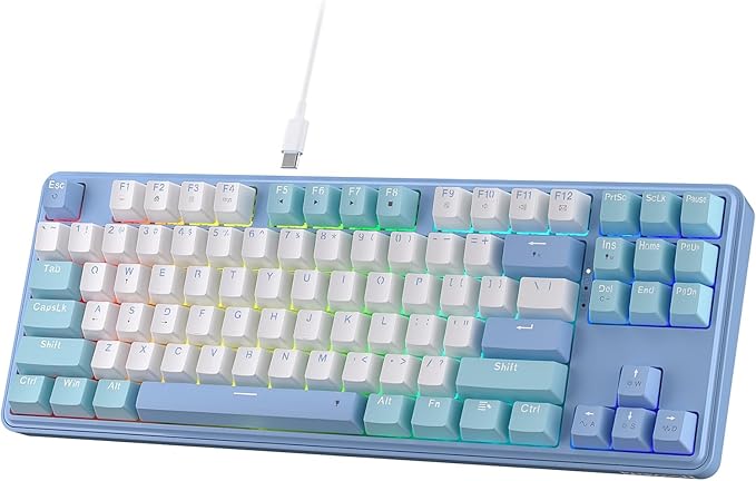 Redragon K707 80% Wired Gasket RGB Gaming Keyboard, 87 Keys TKL Mechanical Keyboard w/Hot-Swap Socket, Mixed Color Keycaps & 4-Layer Noise Dampening, Custom Linear Switch
