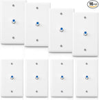 Weewooday 8-Pack White Single Gang F Connector Coax Wall Plates (Blue, 1-Port)