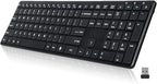 Wireless Keyboard-2.4G Ultra Slim Quiet Full Size Matte USB PC Computer Keyboard,19 Multimedia Keys,Number Pad,Plug&Play,Lag-Free Ergo,Long Battery life for Desktop,Laptop,Smart TV,MAC,Windows,QWERTY