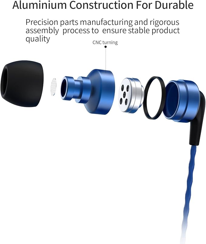 SoundMAGIC E80C Wired Earbuds with Microphone HiFi Stereo Audiophile Earphones Noise Isolating in Ear Headphones Comfortable Fit Super Bass Blue