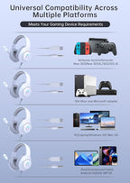 CM7002 Gaming Headset for PS5, PS4, PC, Mac, Switch, Xbox Series, Surround Sound RGB Gaming Headphones with Noise Canceling Microphone, 50MM Dynamic Drivers, 3.5MM Audio Jack, Light White