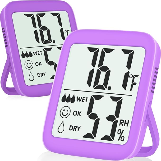 Antonki 2 Pack Room Thermometer for Home, Indoor Hygrometer Humidity Meter Gauge, Digital Temperature and Humidity Sensor Monitor for House, Terrarium, Incubator, Greenhouse - Battery Included