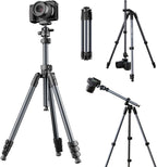 ULANZI TT59 Horizontal Overhead Photography Tripod, 68.9" Foldable Professional Camera Tripod Stand with Uka Quick Release Panoramic Ball Head for Mirrorless Camera/DSLR/Phone/Camcorder and All