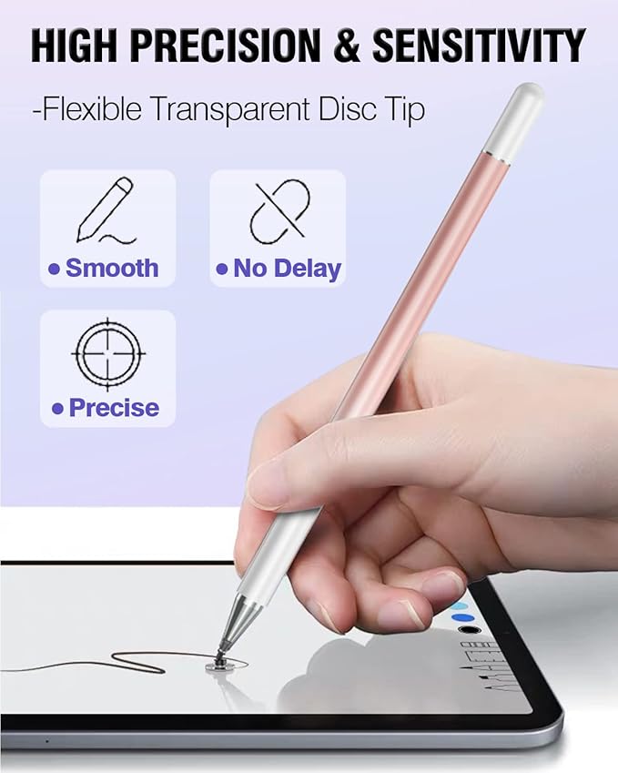 Stylus Pen for Touchscreen, 2 in 1 Stylists Pens Compatible with All Touch Screens Devices, Tablets, iPhone, iPad, Android, Computer, Laptop, Fine Disc Tip Drawing Styluses [8 Pack]