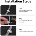 Cable Clips, 100 Pcs, 10mm, Wire Wall Clips with Steel Nails, Cable Management Organizer Clips, Cable Tacks Coax Holder Clips, RG6 RG59 CAT6 RJ45 Cable Cord Clips, White