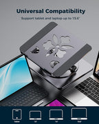 Adjustable Laptop Stand for Desk - Portable Laptop Riser with Rotating Base, Foldable Aluminum Computer Stand, Ergonomic Laptop Holder for MacBook Pro/Air Dell HP Lenovo Notebook up to 15.6", Gray