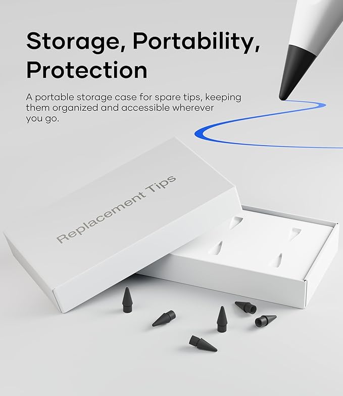 Replacement Pencil Tips for Apple Pencil Pro, Pen Tips for Apple Pencil 2nd Gen/1st Gen/USB-C, Wear-Resisting Pencil Nibs with Storage Box, Pen Nibs Set Compatible with Apple Pen (6 Pack, Black)