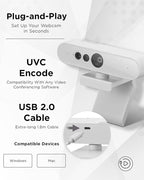 Lenovo HD 1080p Webcam (510 FHD) - Monitor Camera with 4X Digital Zoom, 95° Wide Angle, 360° Rotation Pan & Tilt - Desktop Cam with Dual Microphones & Windows Hello for Livestreaming & Conferences