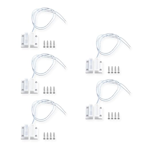 Magnetic Reed Switch NO Surface Mount Wired Door Window Contact Sensor with Adhesive Paper for Home Security and Burglar Alarm Systems MC-38 5pcs